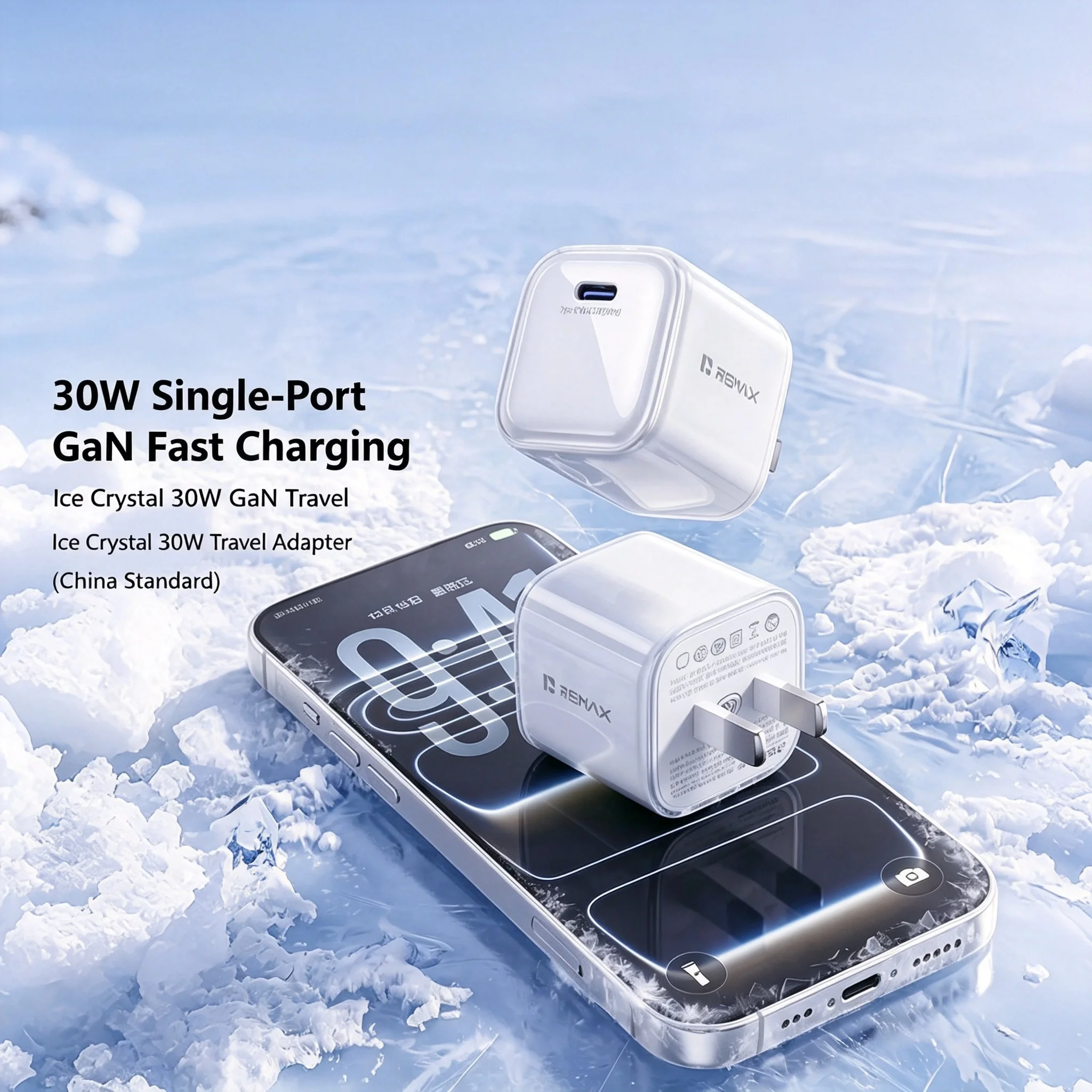 REMAX 30W PD3.0 QC3.0 Fast Charging GaN USB C Charger Mini Foldable Travel Wall Adapter Smart Temperature Control