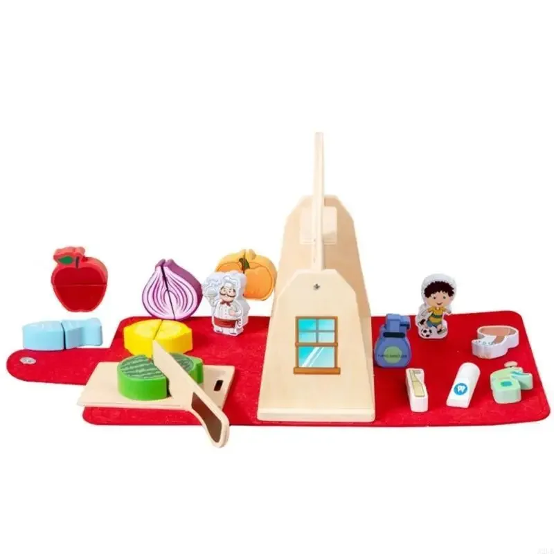 Cutting Play Fruit Vegs Kitchen Playset Kids Fine Motor Skill Pretend Toy Parent-Kids Activity Toy Kitchen Play Toy 15UB