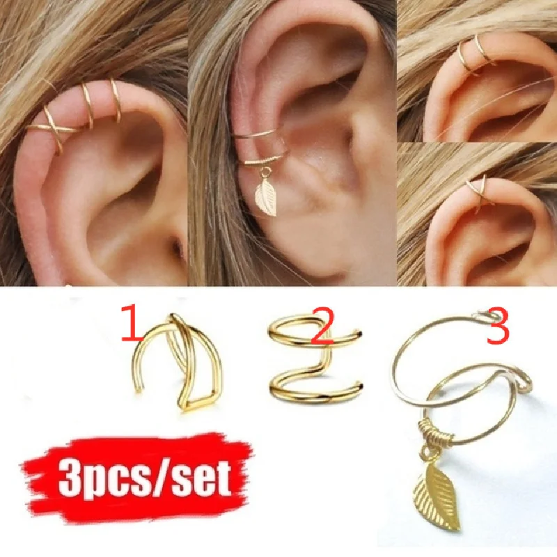 1 Set Cartilage Conch Fake Without Piercing Cuff Earring Earcuff Wrap Rock Earring Cuff No Piercing Women Crystal Clip Earrings