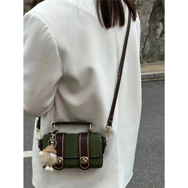 Bloom Green Square Messenger Bag Women 2025 Vintage Handle Casual Crossbody Bags Wallet Female Retro Mini Bolso Mujer Ladies