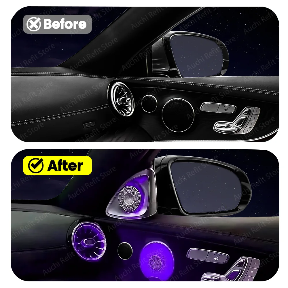 64 Colors LED 4D Rotating Tweeter Ambient Light For Mercedes Benz E-Coupe W238 Speaker Horn Refit Interior Decorative Lights