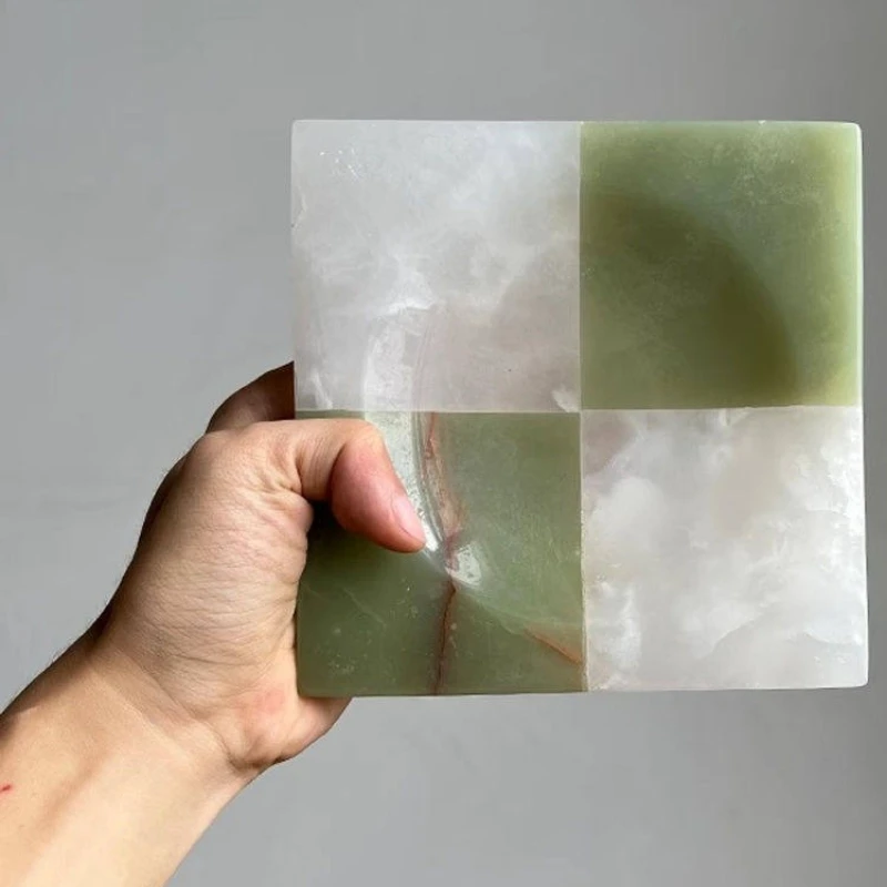 Marble Stone Square Splicing Tray Small Serving Platter for Counter, Bathroom, Kitchen, Marble Jewelry Dish,Trinket Tray