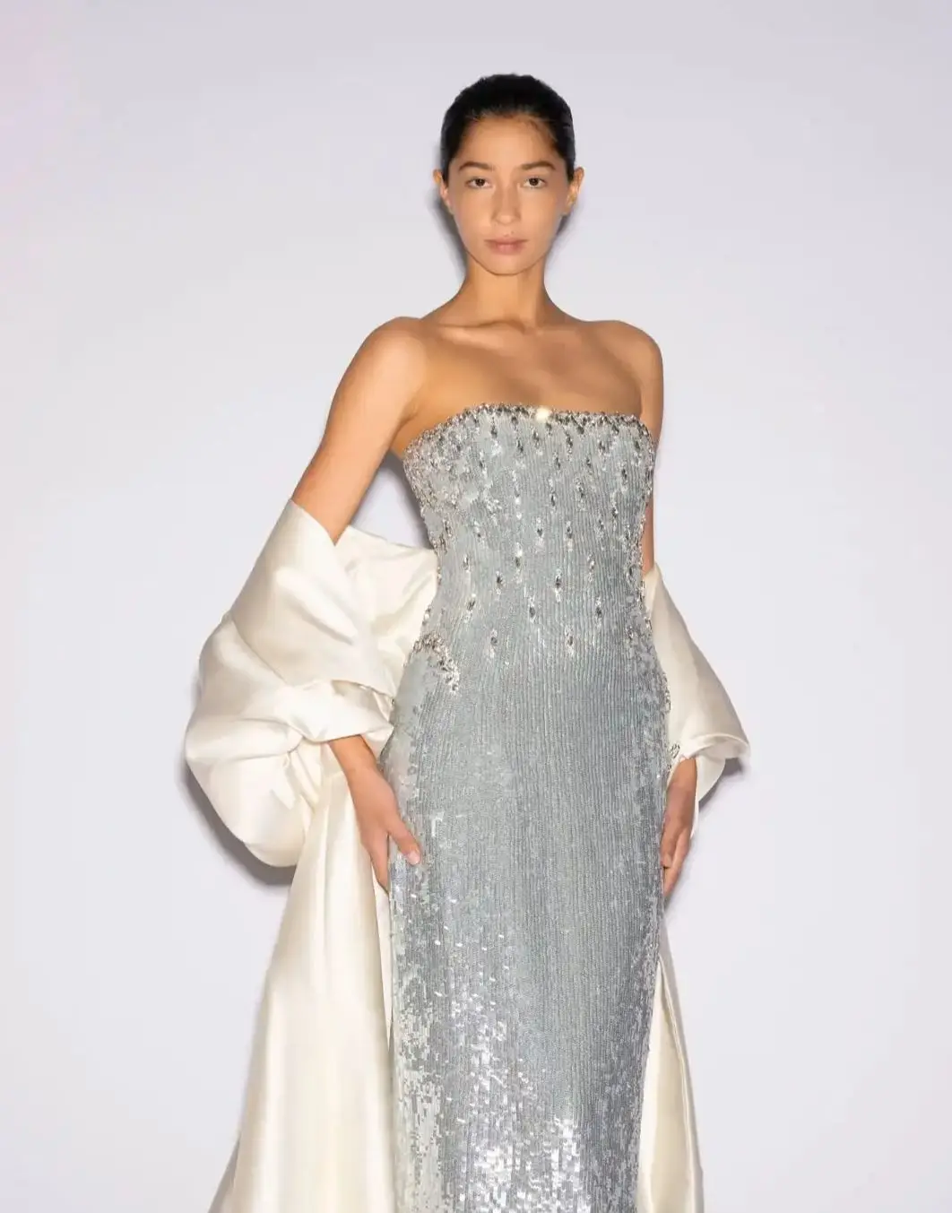 

Ofherown Dusty Blue Sequin Diamond Strapless Evening Dress Crystal Beaded Formal Mermaid Prom Gown Party Dress 2026 Customized