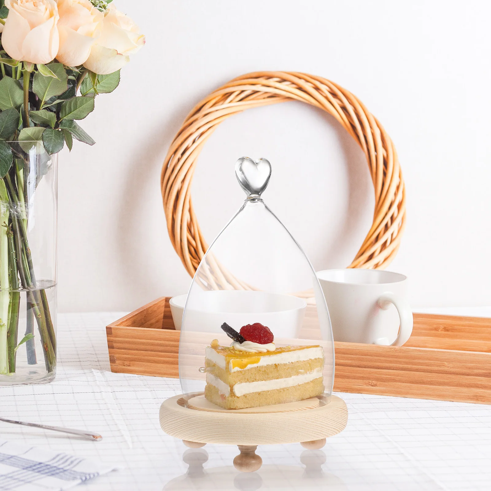 

Glass Dome Heart Design Transparent Glass Display Cover Decorative Bell Jar for Eternal Flower Micro Landscape Gift Decoration