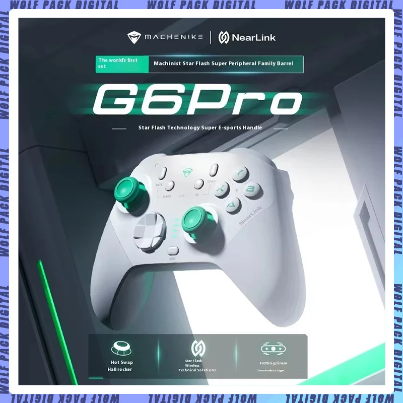 

MACHENIKE G6Pro Wireless Star Flash Gaming Controller, Hot-Swappable Hall Effect Joystick, Switch Pro Bluetooth G6 Gamepads