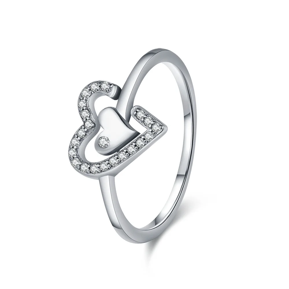 Women's Classic Heart Ring in S925 Sterling Silver, Romantic Gift