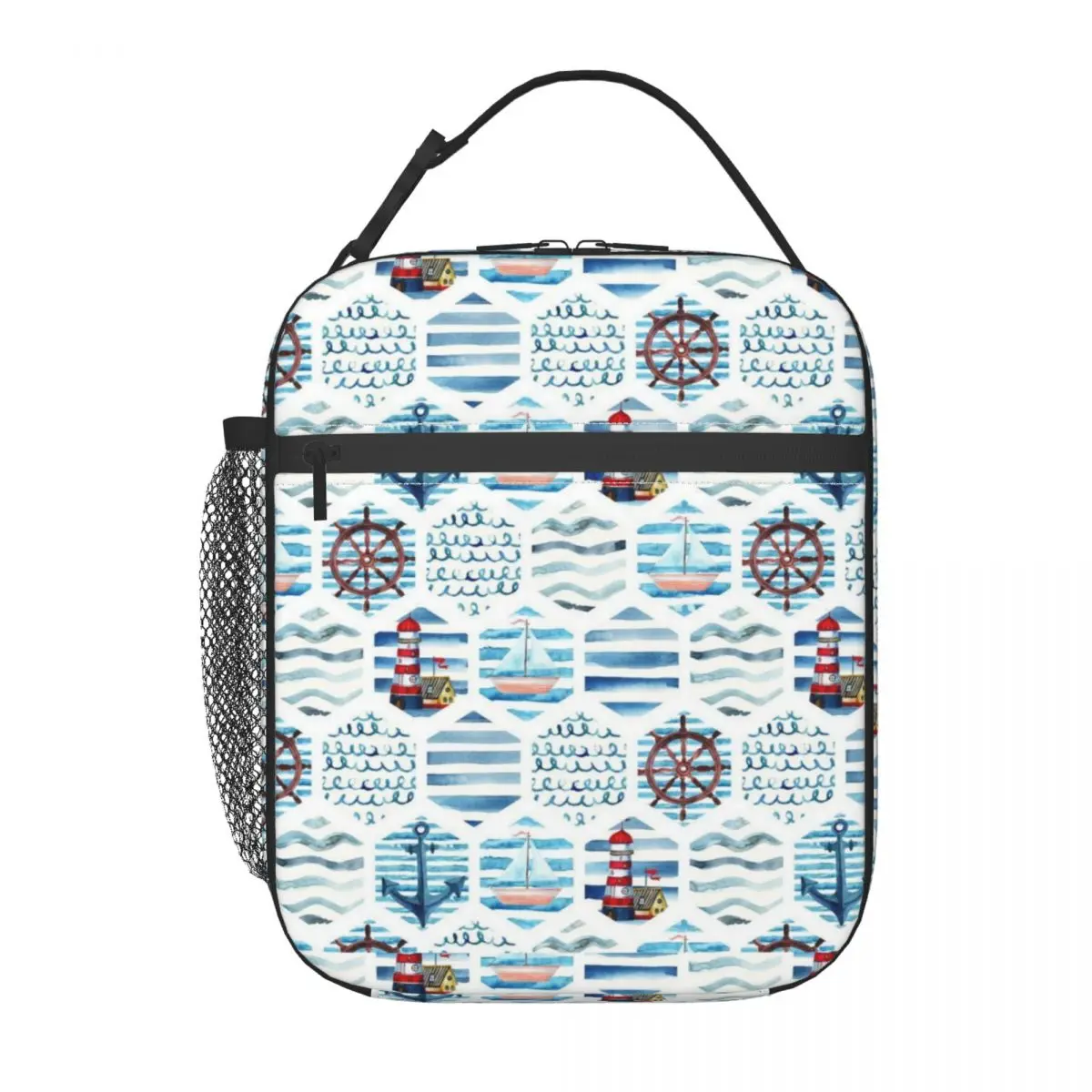 

Custom Nautical Sailors Lunch Bag for Women Cooler Thermal Insulated Lunch Box Beach Camping Travel Waterproof Tote Bags