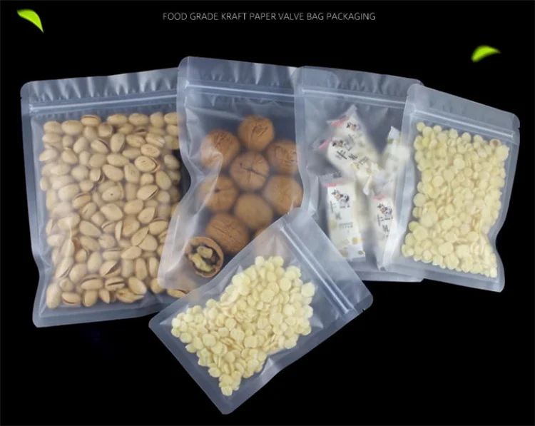 100PCS Frosted Plastic Ziplock Packaging Bag DIY Logo Print Flat Matcha Snack Sugar Spice Drip Coffee Chocolate Storage Pouches