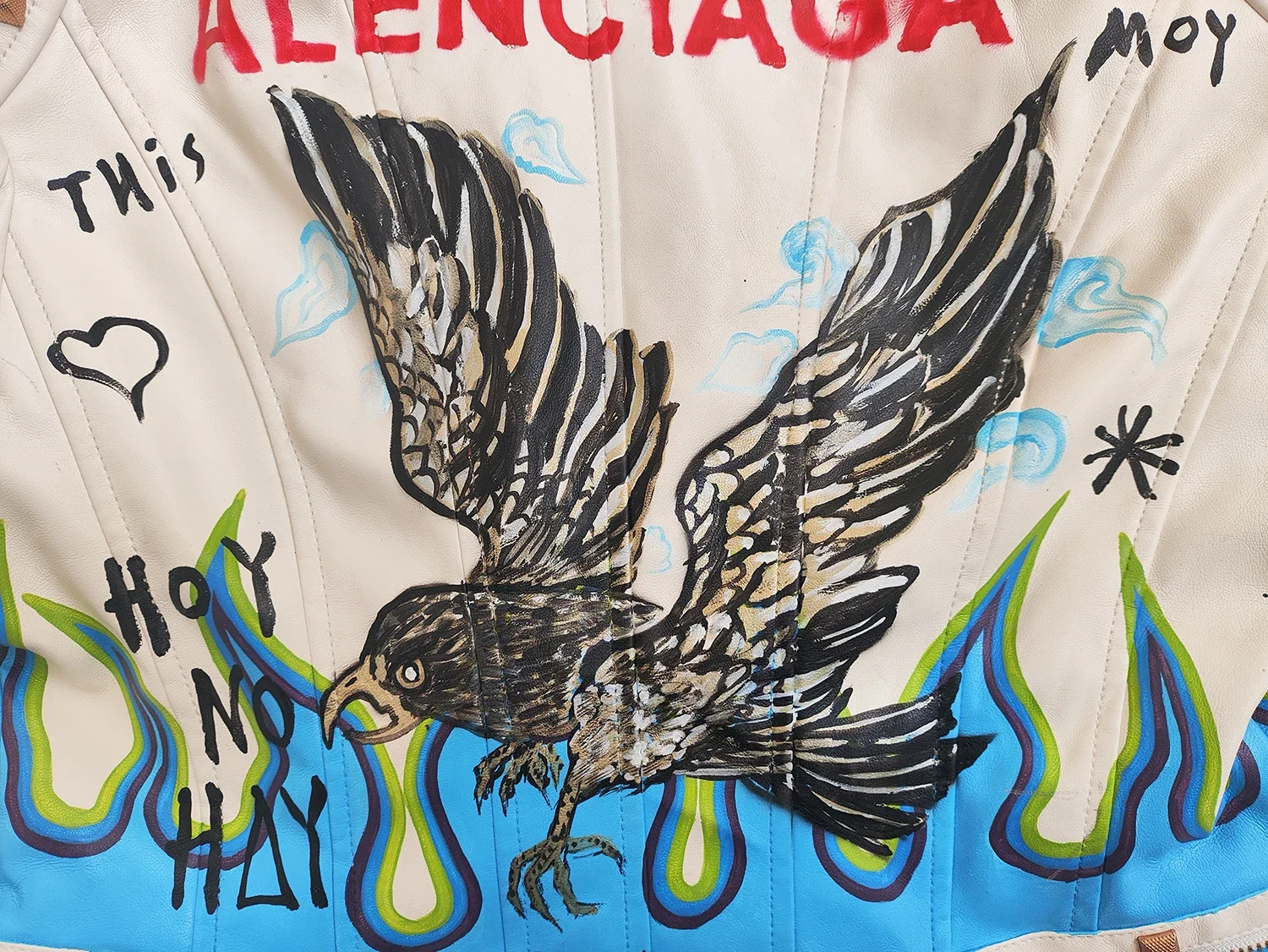 Nuova giacca da donna in ecopelle PU rivetto moda dipinta a mano modello fiamma aquila cappotto capispalla moto Steampunk slim fit