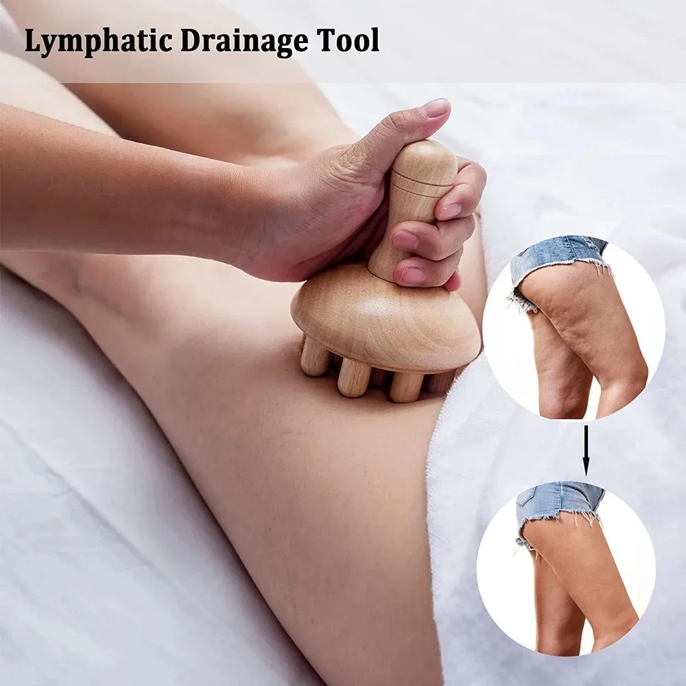 

Anti Cellulite Wooden Mushroom Massager Lymphatic Drainage Relief Muscle Tension Body Massage Comb Wood Massage Tool Home Use