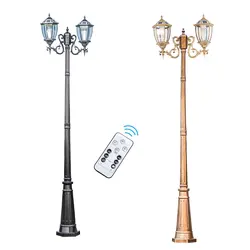 European Solar Street Light Outdoor Waterproof Garden Lamp Villa Yard Lawn Double Head High Pole Landscap LED Lighting Lamps