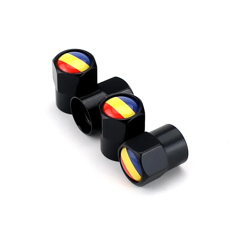 4PCS Romania Flag Car Wheel Tire Valve Caps Tyre Stem For Skoda VRS Octavia A7 Superb 2 Fabia Rapid Yeti Kodiaq Kamiq Karoq