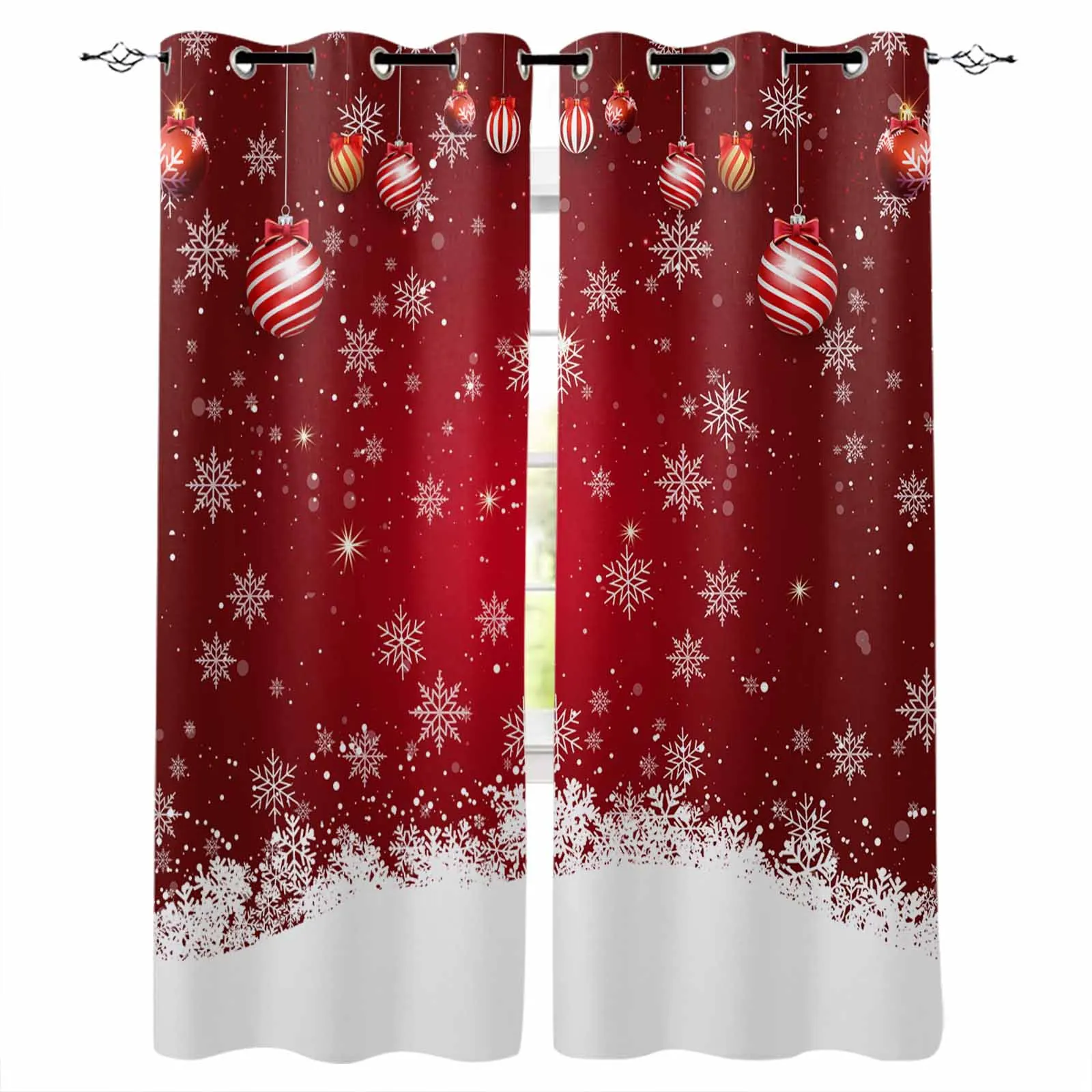 

Christmas Winter Snowflake Lantern Ball Blackout Curtains For Living Room Bedroom Window Treatment Blinds Kitchen Drapes