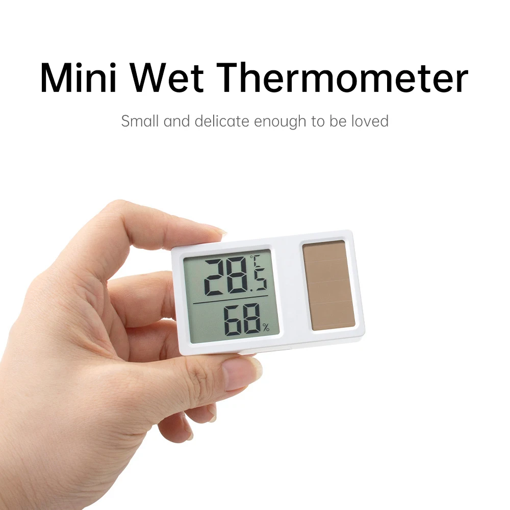 Solar power Temperature and Humidity Meter Mini Portable Humidity Digital Electronic Temperature Detection Meter for Bedroom