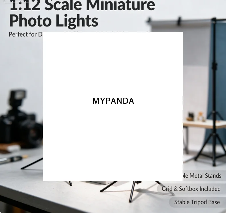 Photography Lighting Layout - 1/12 Mini-Studiolicht-Softbox-Modell, Stativ, Fotografie-Hocker, realistische Miniatur-Requisiten
