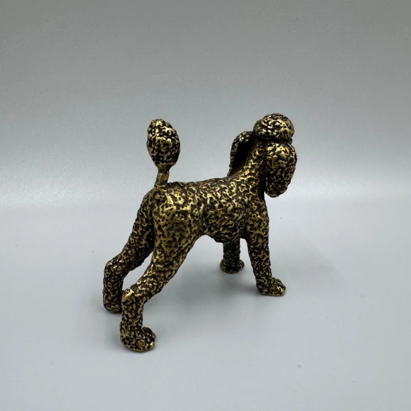 Poodle Copper Dog Figurine Standing Dog Zodiac Dog Small Miniature Realistic Copper Dog