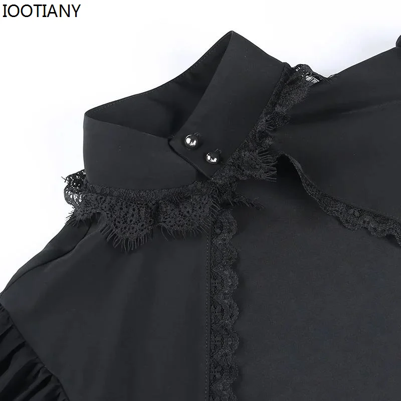 Iootiany Middeleeuwse Steampunk Renaissance Kant Gothic Kort Crop Jasje Vintage Paleis Blouse Vrouwen Feest Victoriaanse Jas Korset