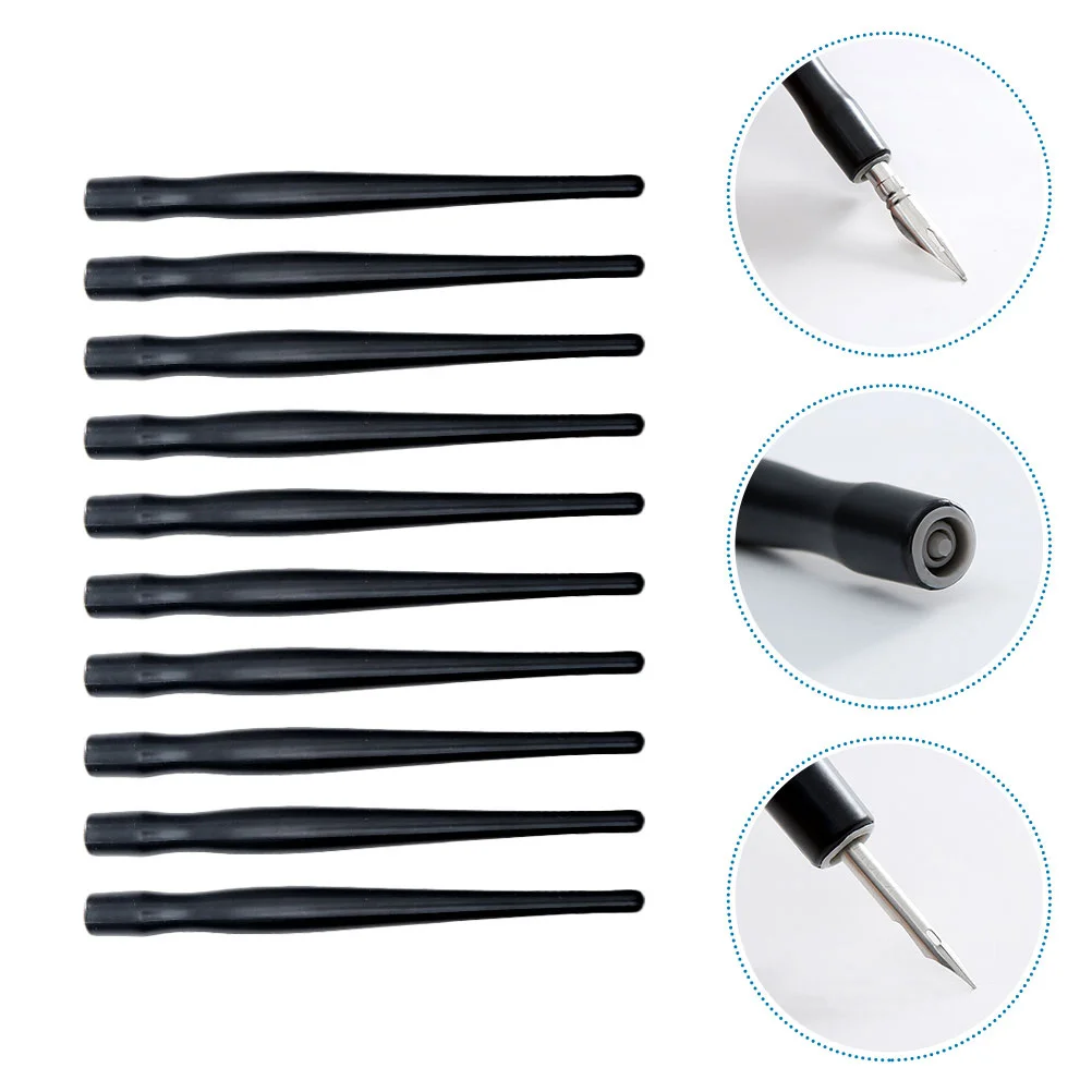 

10 Pcs Black Plastic Pen Rod Straight Comic Holder Writing Dip Pens Sketch Drawing Painted