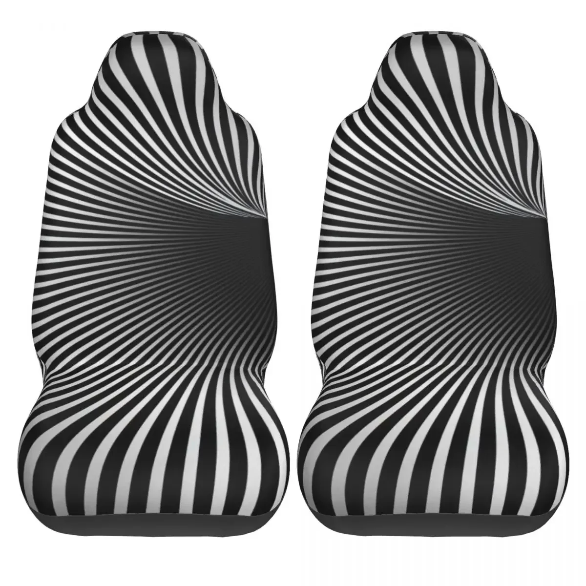 Retro, Abstract, Black And White, Geometric, And Illusion 3D Monotone Mystery Vortex Car Seat Cover Custom Printing