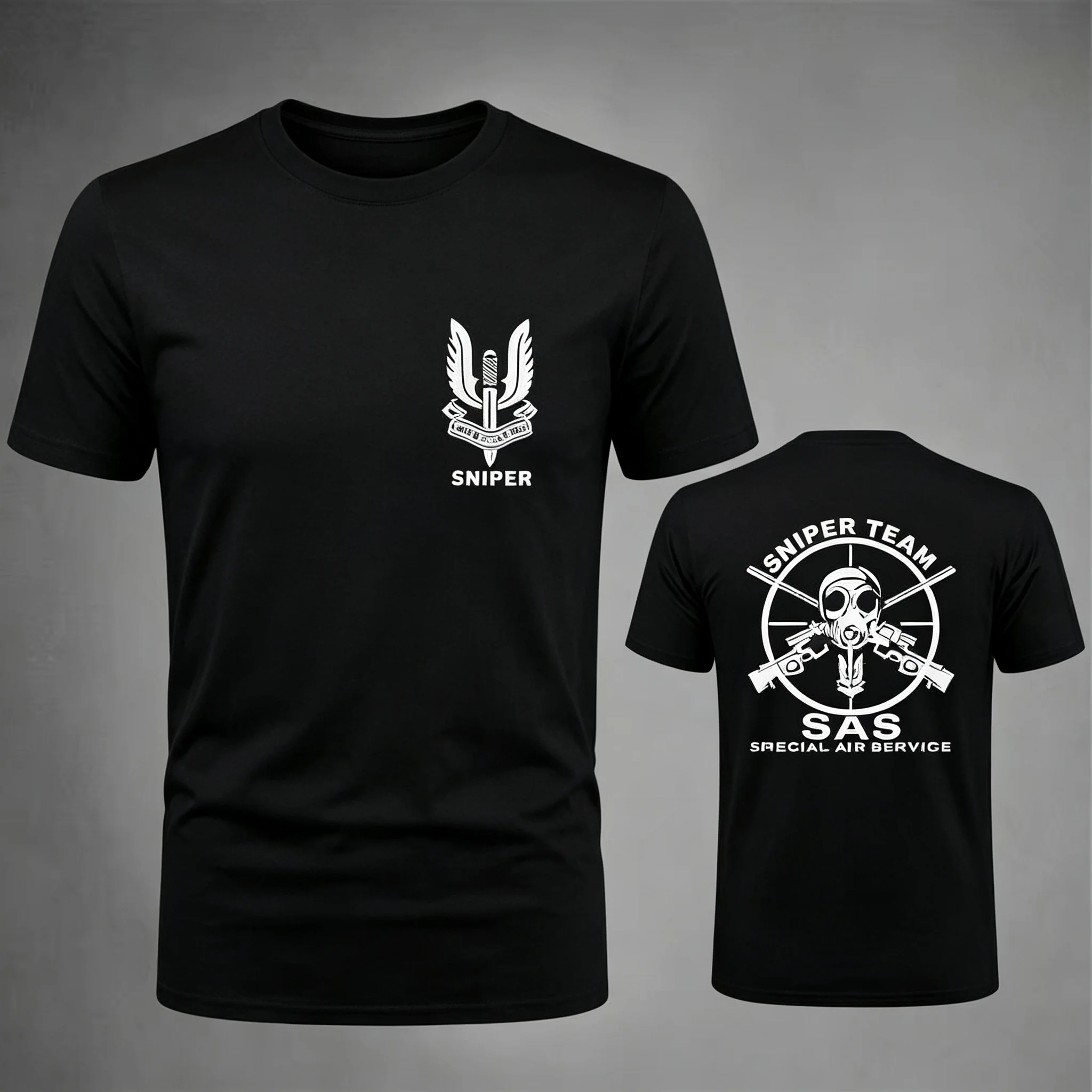 2026 New Tactical Family Matching Unisex Oversized T Shirt Circular Skull Graphic Tactical Streetwear Tee
