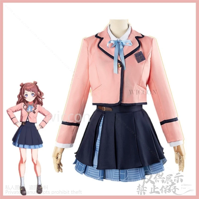 Anime Game Gakuen IDOLM@STER Hanami Saki Cosplay Costume Wig Japan South Korea JK Uniform Coat Skirt Woman Lovely Lolita Suit