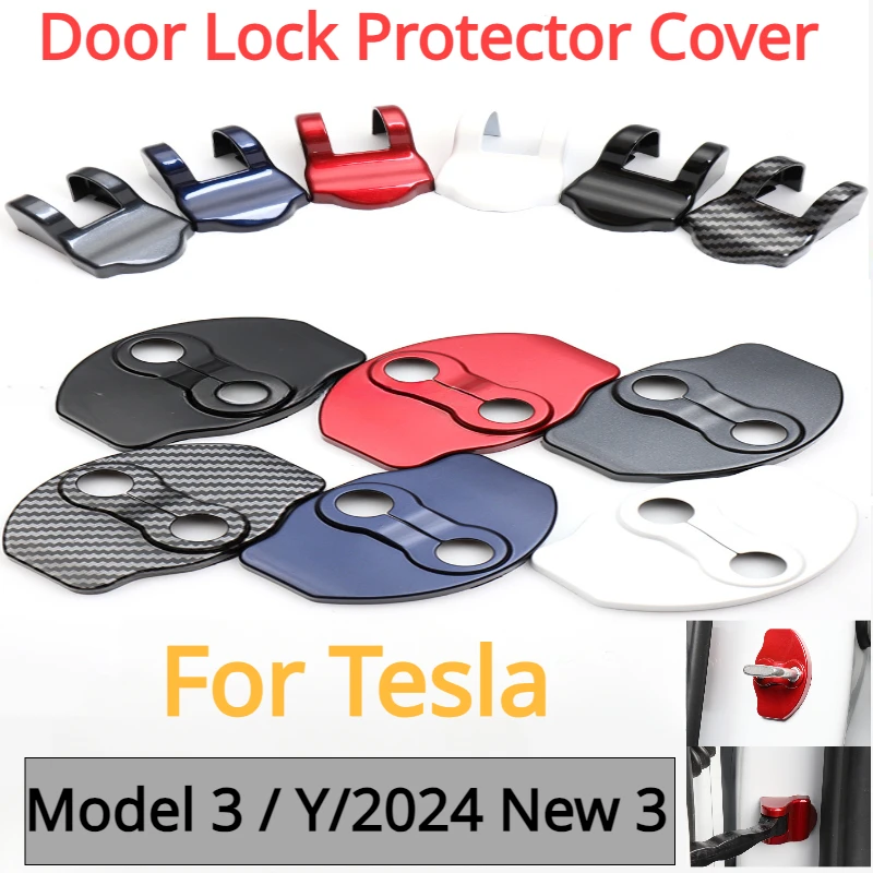 Door Lock Protector Cover For Tesla Model 3+ Latches Door Stopper Covers Protection Cap Model3 ModelY New Model 3 Highland 2024