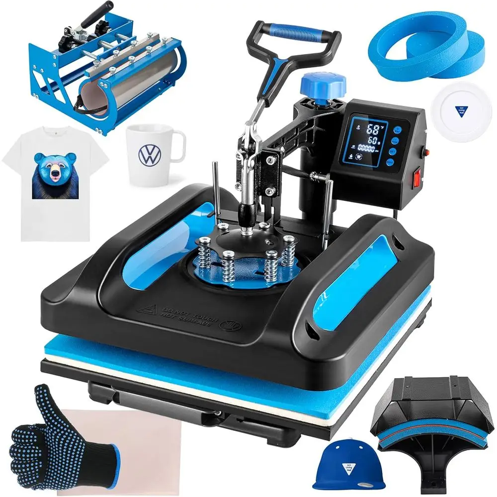 

Термопресс 15x15 дюймов, термопресс 5 в 1 с стаканом на 30 унций, машина для прессования футболок на распашках, комбинированный стакан He