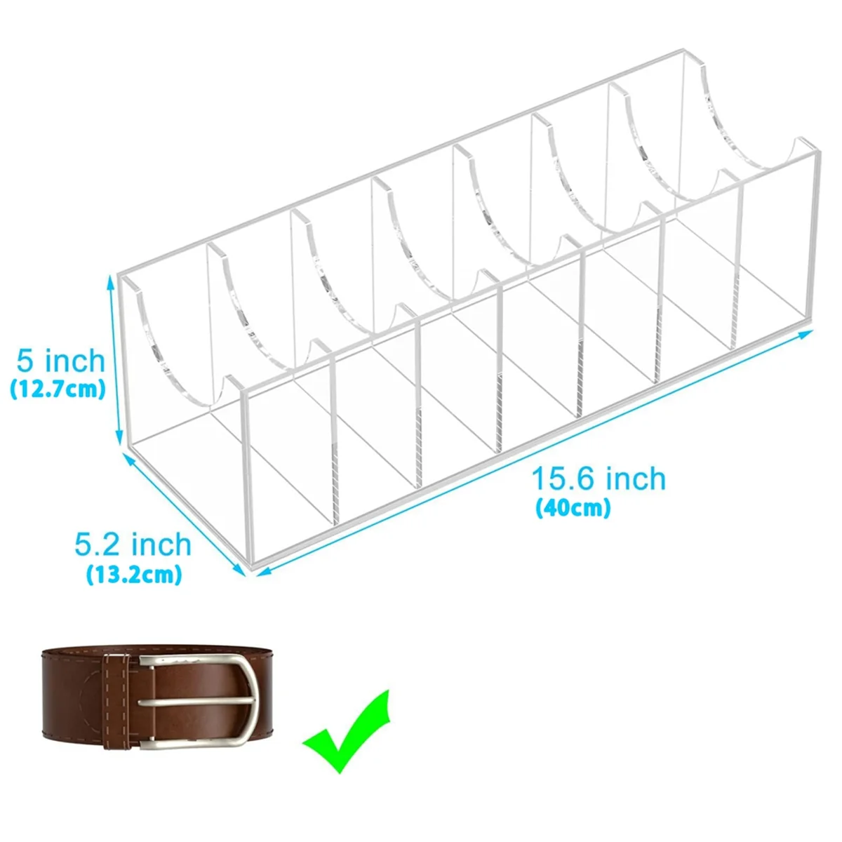 Belt Organizer, Acrylic Belt Storage Holder for the Closet 7 Compartments Display Case for Tie and Bow Tie