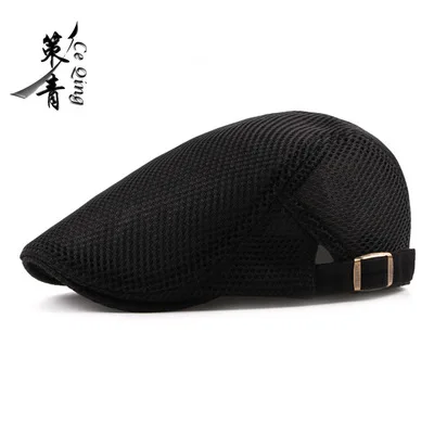 Unisex Womens Men Breathable mesh Summer hat Newsboy Beret Ivy Cap Cabbie Flat Cap