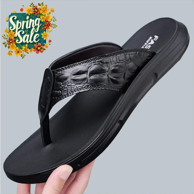 

2026 New Men's Summer Fashionable Flip Flops Casual Wear-Resistant Home Slippers Anti-Slip Beach Shoes Men's outdoor sandals