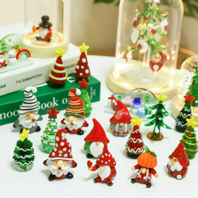 

1pcs Creative Cute Christmas Mini Glass Christmas Tree Ornaments Garden Landscape DIY Household Decoration Desktop Accessories