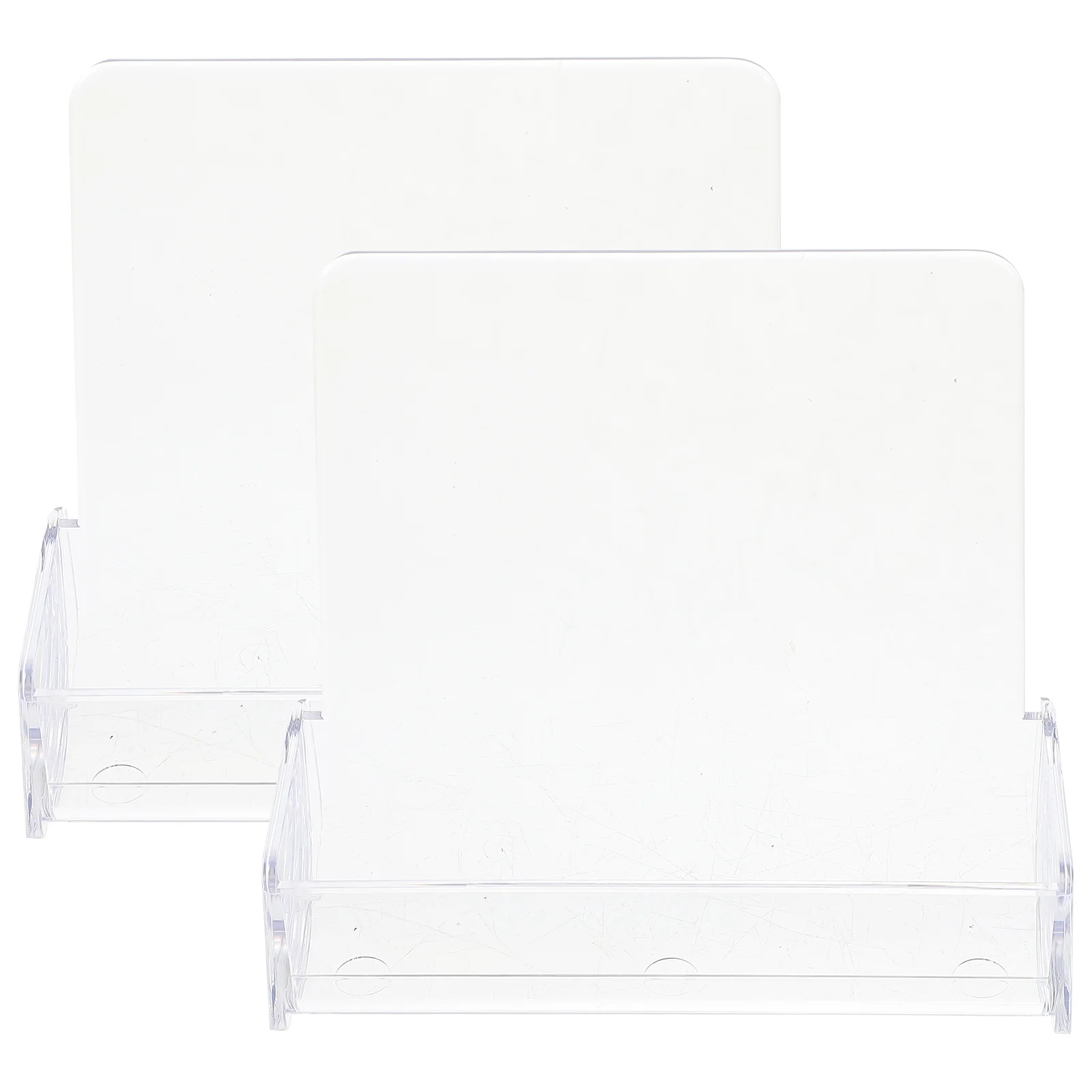 2 Pcs Business Card Case Cards Organizer Plastic Holder Tabletop Convenient Desktop Storage Box