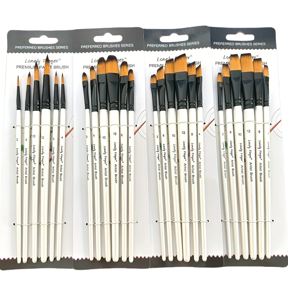 6 stücke Künstler Pinsel Set Nylon Tipps Künstler Pinsel Für Acryl Öl Aquarell Acryl Malerei Körper Gesicht Rock kunst – Detail 1