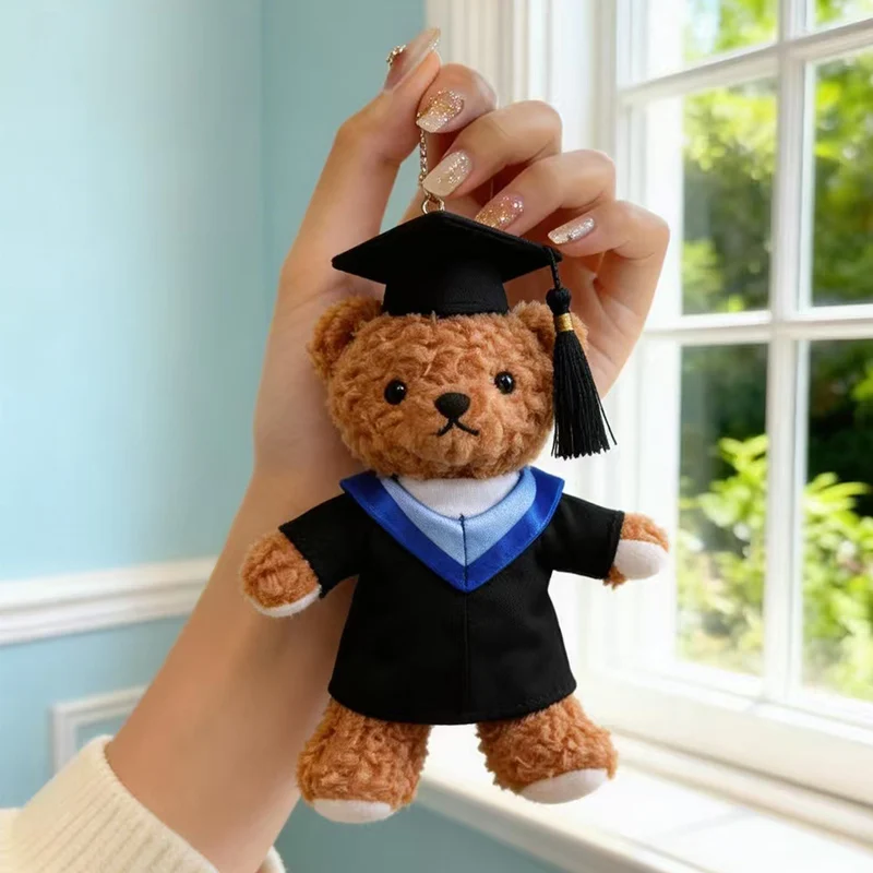 

Милый плюшевый брелок-медведь 16 см с докторской шапочкой, мягкая игрушка-медведь, подарок на выпускной для студентов и подростков, подвеска для сумки