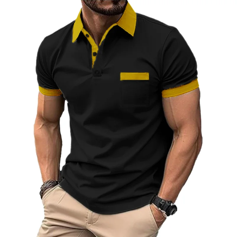 Spring Summer Oversize T-shirts For Men Short-sleeve Tee Lapel Cotton Men\'s Clothing Polo Shirt  Solid Shirts M-4XL