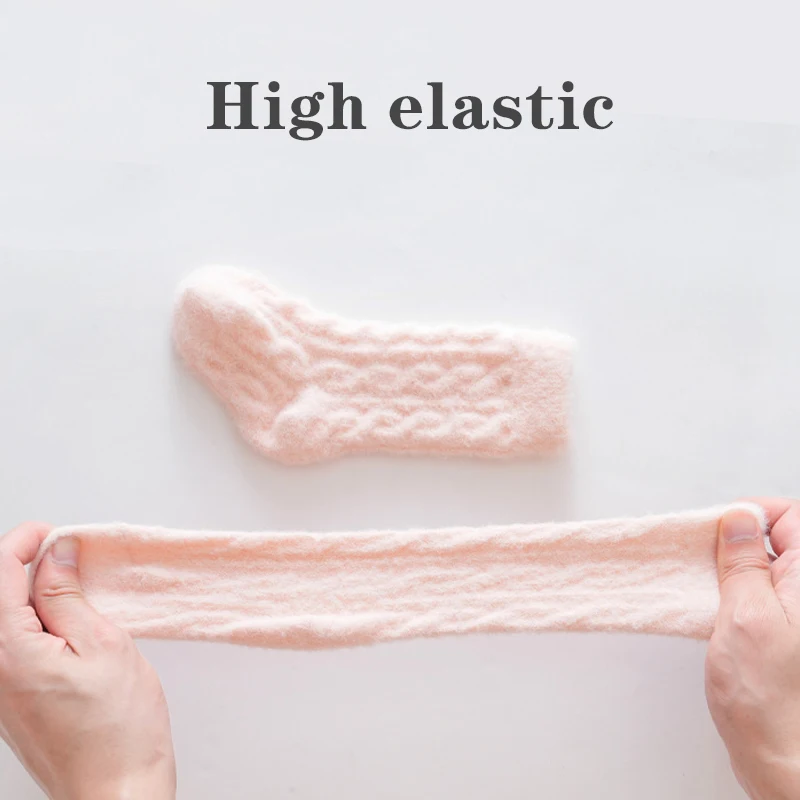 Winter Baby Mid-Tube Socks Fleece Thick Newborn Socks Warm Soft Solid Color Toddler Socks