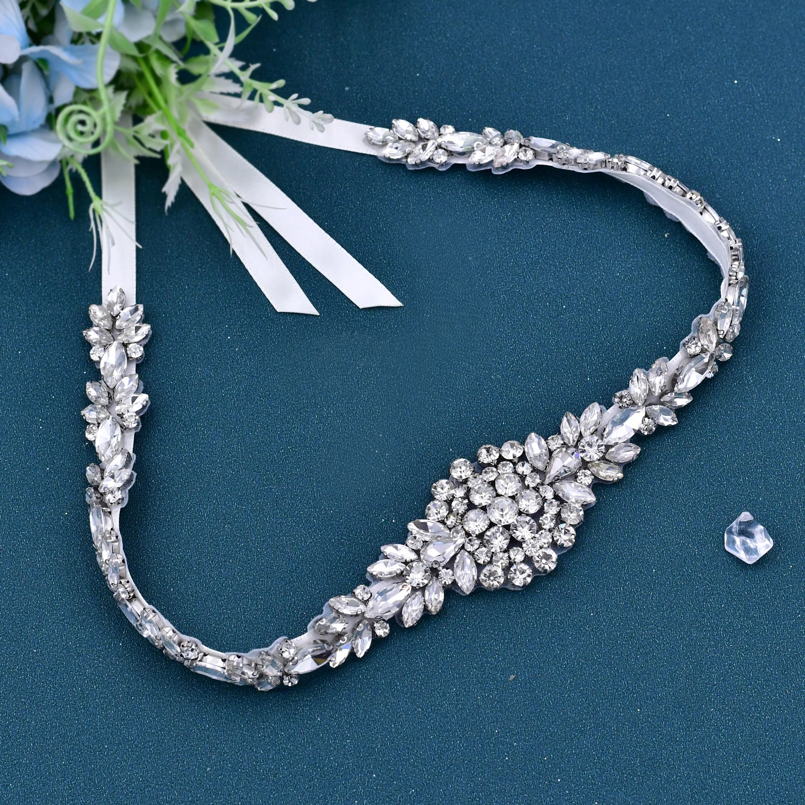 Cinturón de novia con diamantes de imitación y cristal, accesorio para vestido de novia, faja de boda para la máxima elegancia, S124