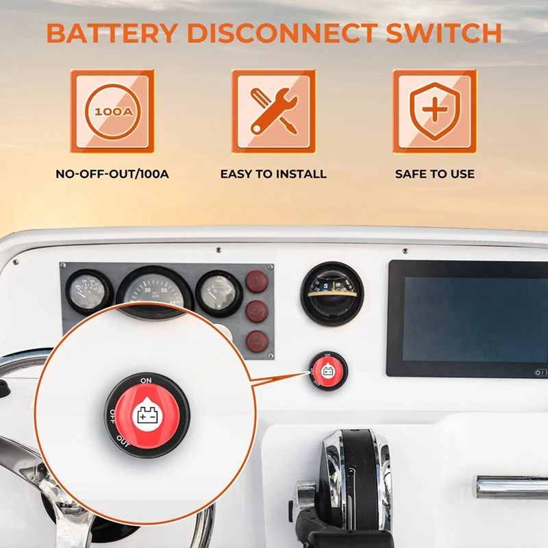 Battery Disconnect Switch 12-48V,Battery Master Cut Shut Off Isolator Switch For Marine Boat RV ATV Car Utv Vehicle 100A