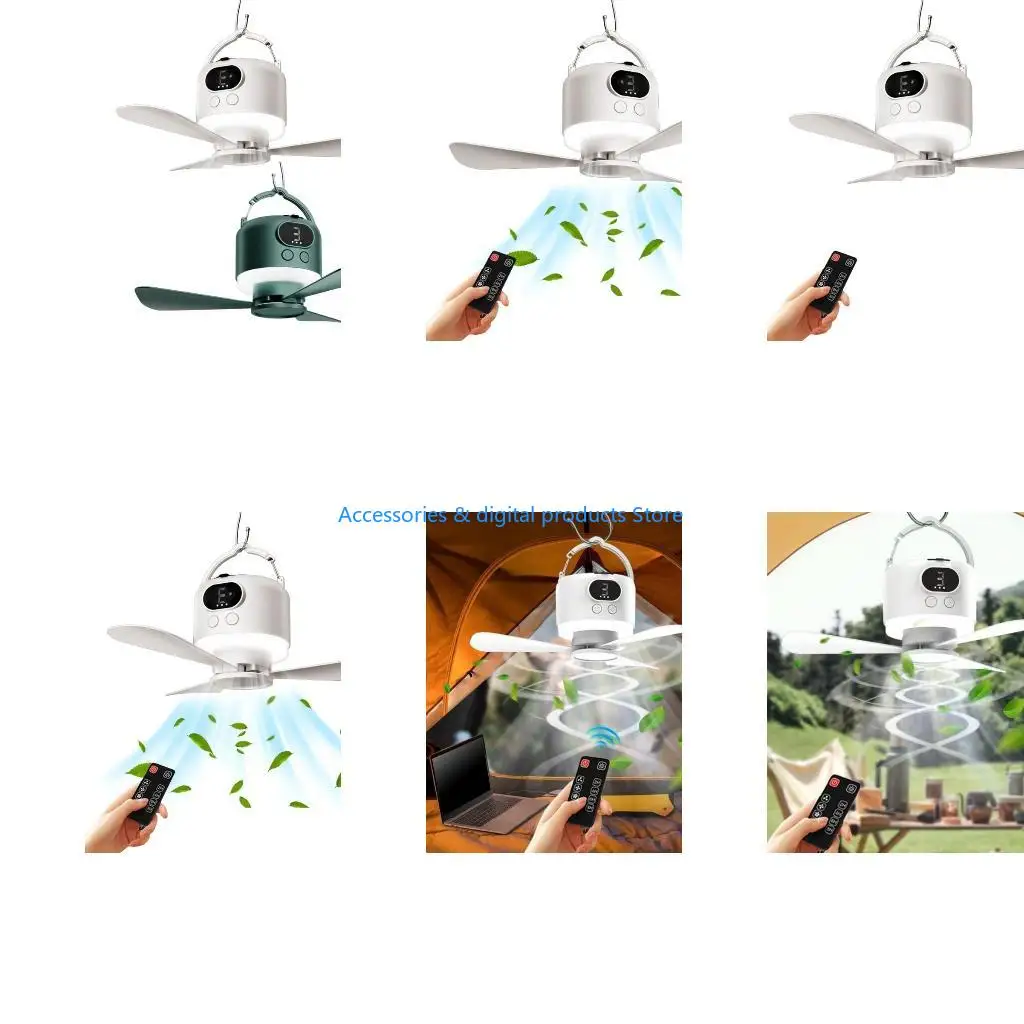 77JD 10400mAh Outdoor Ceiling Fan Light with Remote Controls and USB Charging, Includes Detachable Bladee and Adjustable for Use