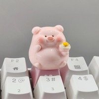 Cute Cartoon Pig Personalized Keycaps Single R4 Cross Axis Mechanical Keyboard Added Key Caps Handmade Keyboards Accessories