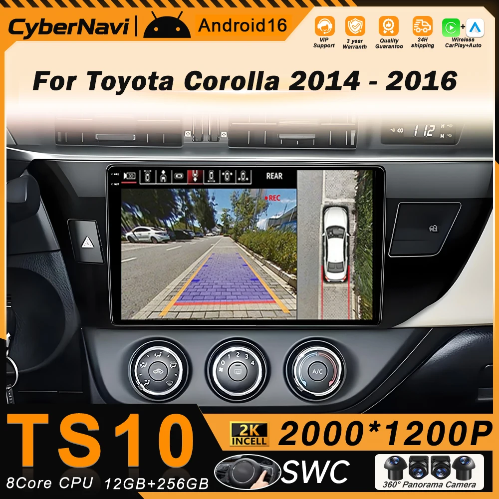 

Автомагнитола Carplay Android 16 для Toyota Corolla Ralink 2014-2016, мультимедийный видеоплеер, навигация, MP5, стереосистема, 2 Din
