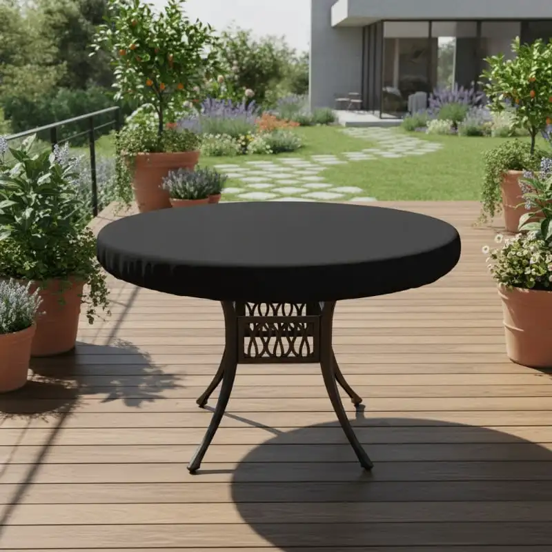 Multi Size Round Patio Table Cover, Heavy-Duty Waterproof Anti-UV Outdoor Round Dining Table Protector, Windproof Dust Resistant
