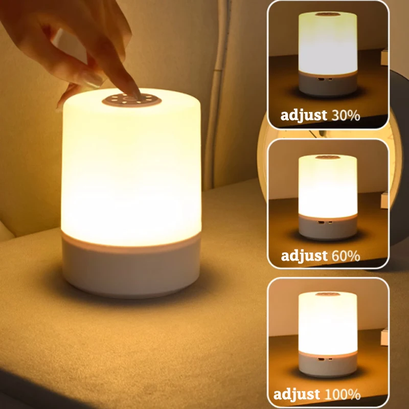 

LED Night Light Touch Stepless Dimmable LED Table Lamp USB Portable Bedside Lamp for Bedroom Decor Sleeping Night Light Kid Gift