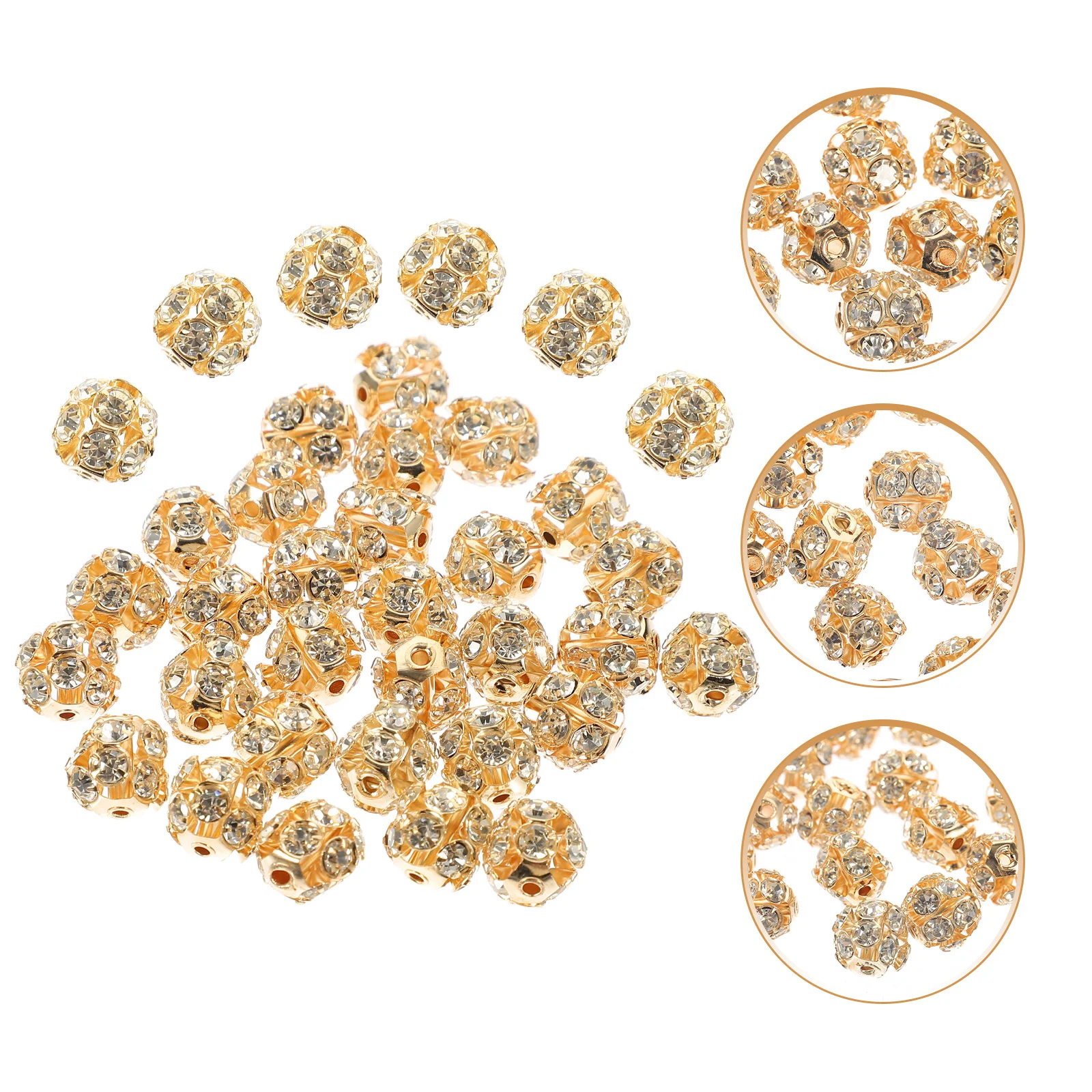 

90Pcs Rhinestone Inlaid Diamond Beads Loose Spacer Beads for DIY Jewelry Making Bracelet Necklace Supplies Rhinestone Bead