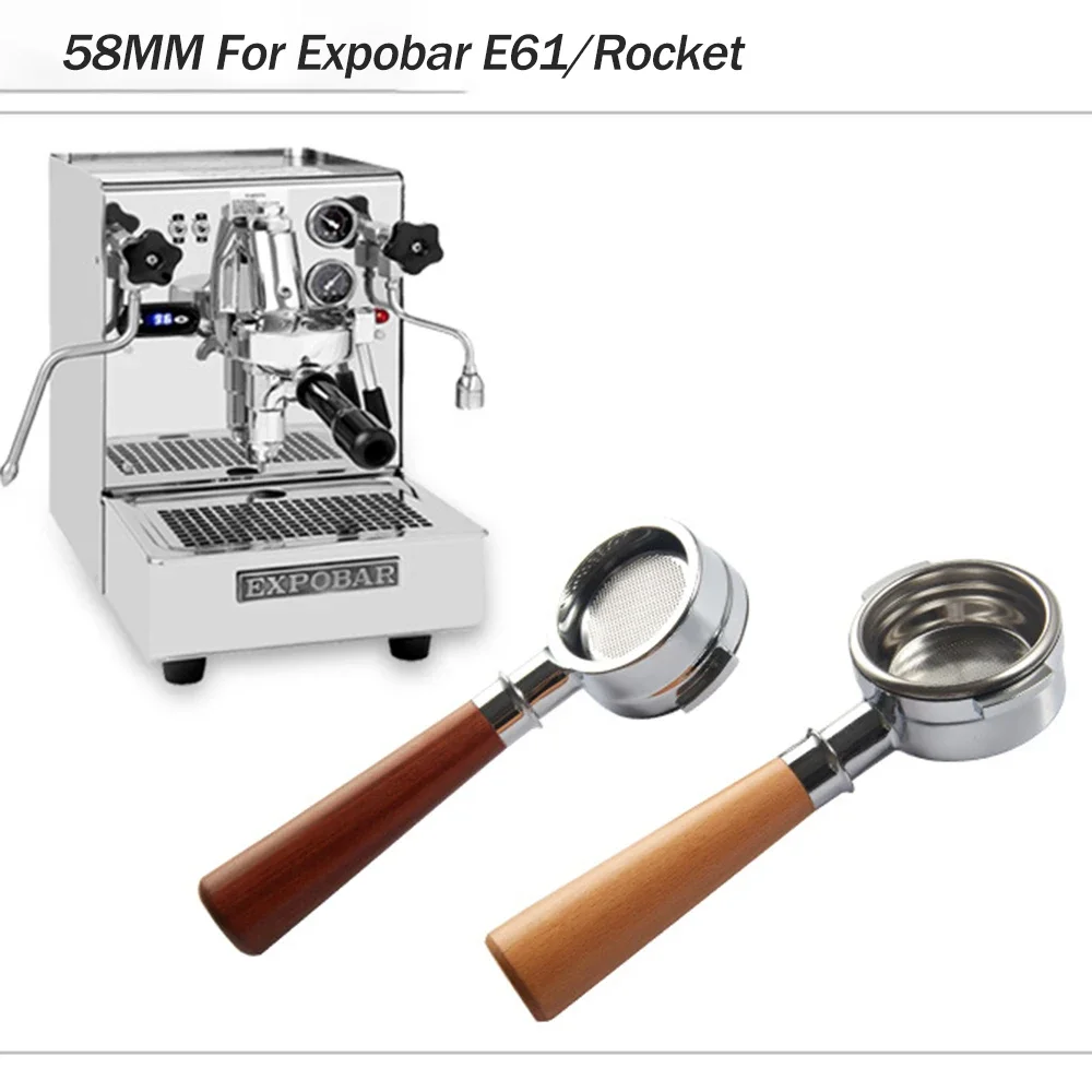 58MM 2 Ears Bottomless Portafilter Handle for Expobar E61/Rocket Espresso Stainless Steel Modified Handle Filter Accessories