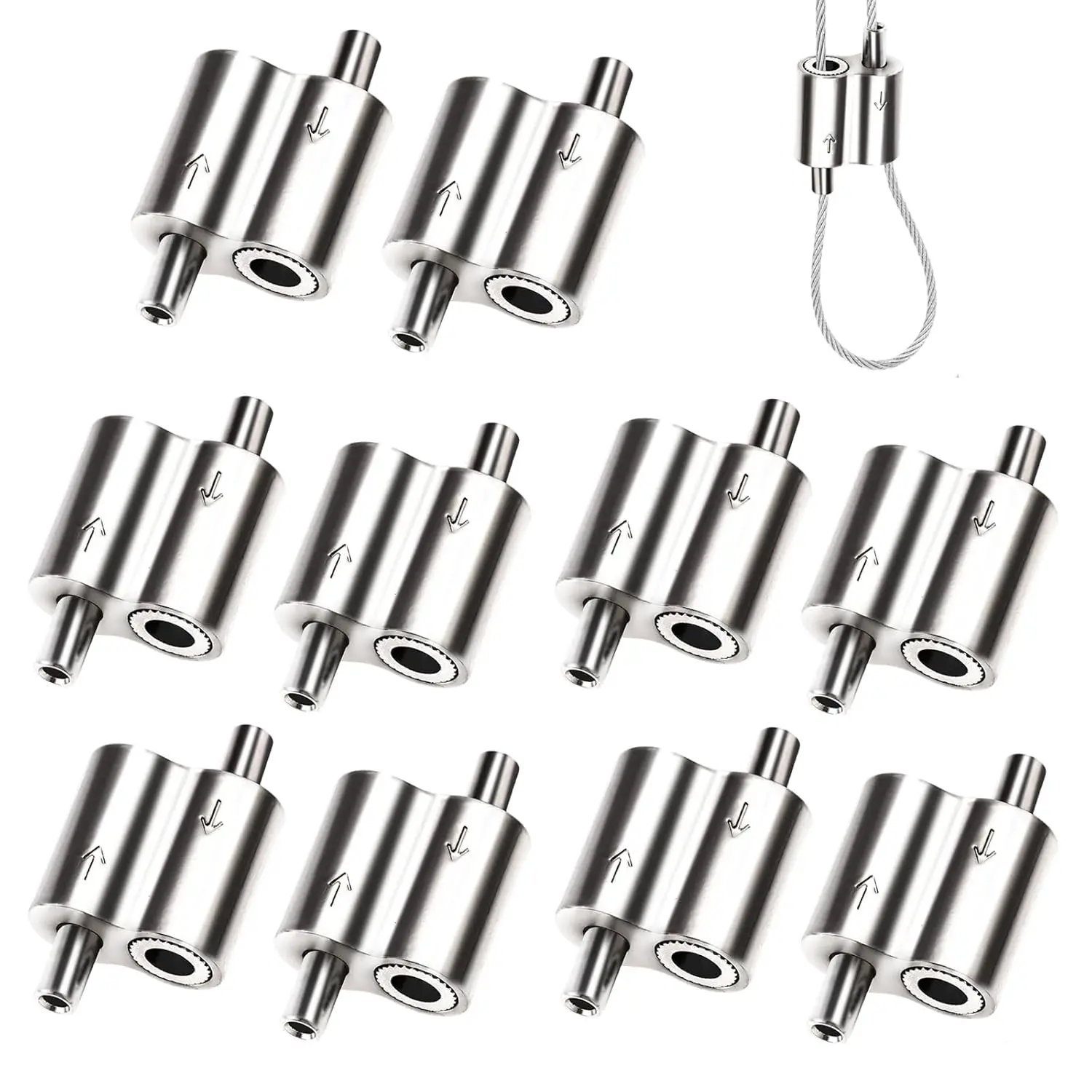 

1/16" M3 Stainless Steel Wire Rope Cable Clips, 2-Way for 1.5-2.0mm Cable, 10 Pack