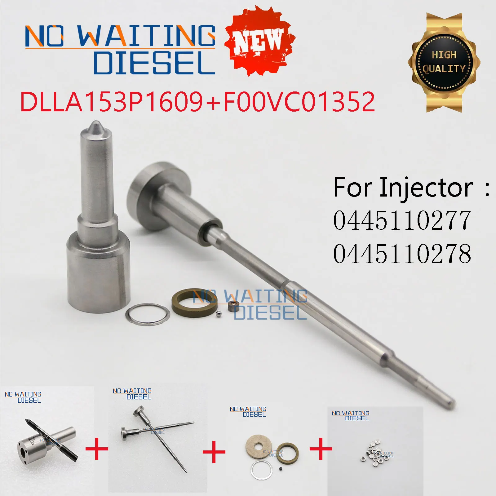 0445110445 0445110446 0445110313 Diesel Fuel Injector Parts Nozzle And Valve DLLA147P1702+F00VC01359 Repair Kits For JAC Refine