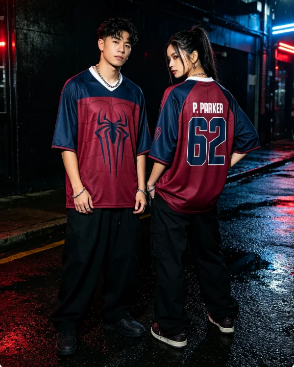 2026 Herren Damen Rot Blau Spinnennetz Kurzarm T-Shirt 3D Allover-Print Sporttrikot Lässige Cosplay-Oberteile Familien-Set