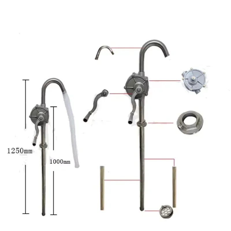 Whole Body 304 Stainless Steel 32mm Aluminum Fixing Portable Hand Operated Rotary Manual Hand Oil Pump