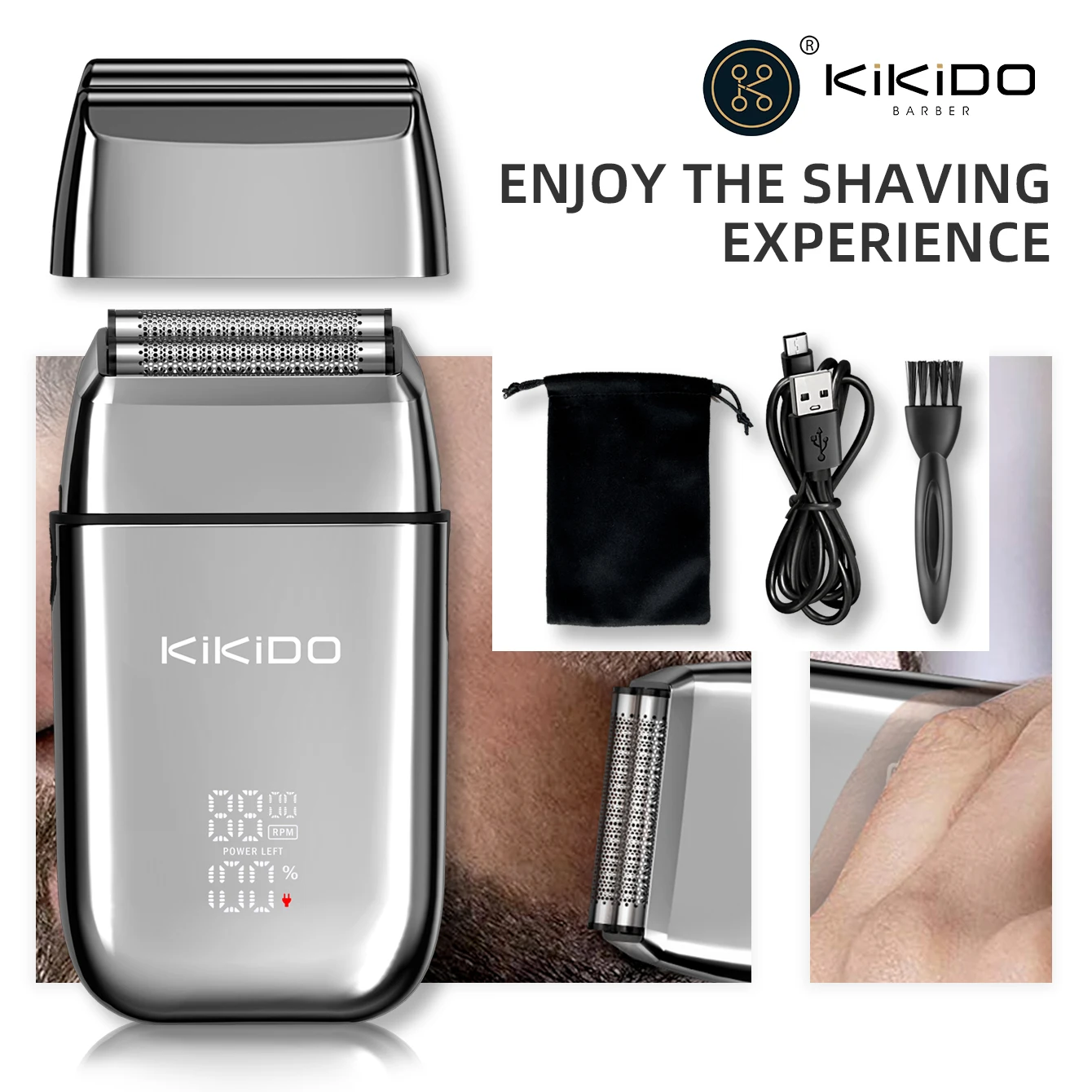 KIKIDO Electric Shaver Professional Razor Powerful Beard Trimmer Rechargeable Shaving Machine Beard Cutting Machine for Men TX2